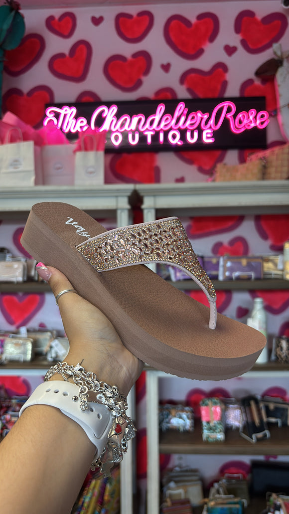 VERY G NAPOLI GLITZ FLATFORM FLIP SANDAL - ROSE