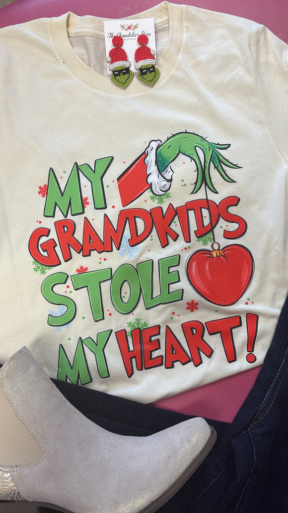 MY GRANDKIDS STOLE MY HEART TEE - CREAM