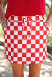 LET'S GO CHECKERED SKORT - RED