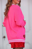 Sequin Patch Happy Hearts Relaxed Cardigan