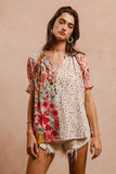 WOVEN PRINT MIX AND MATCH TOP - ROSE MIX