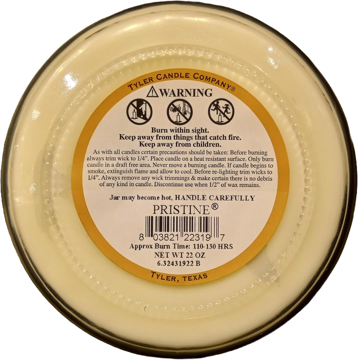 TYLER CANDLE COMPANY PRISTINE 22 OZ CANDLE