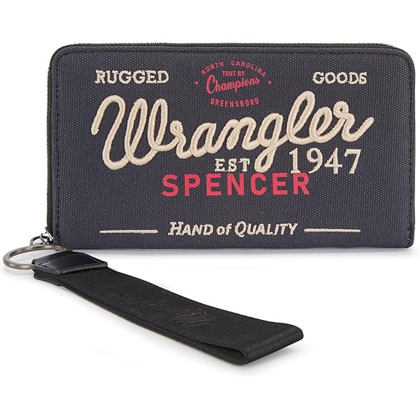 Vintage Wrangler Canvas Zip Wristlet -  Navy