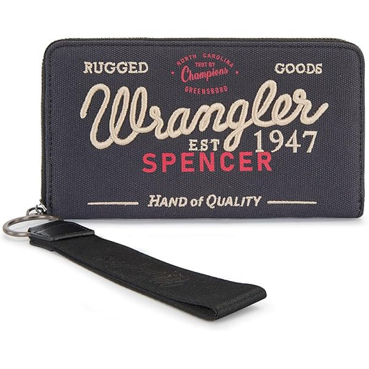 Vintage Wrangler Canvas Zip Wristlet -  Navy