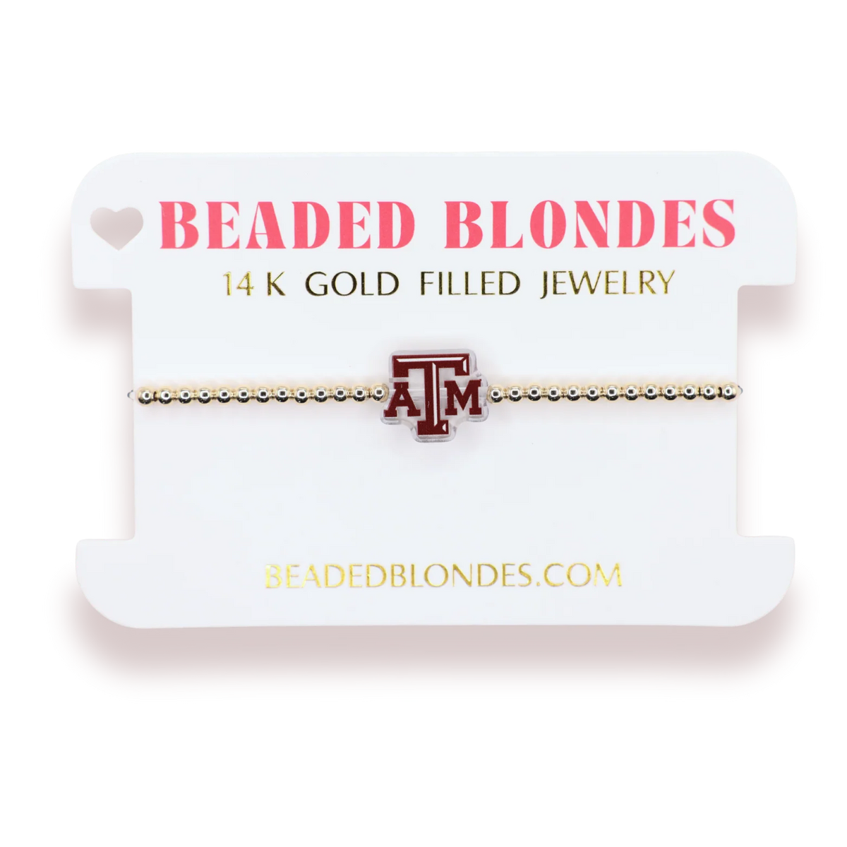 Beaded Blondes Texas A&M Logo 6.75" Bracelet on Gold
