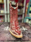 CIRCLE G WOMEN'S RED EMBROIDERY & STUDS ANKLE WESTERN BOOT L6161