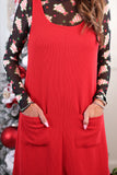 RORY RIBBED JUMPER DRESS - RED