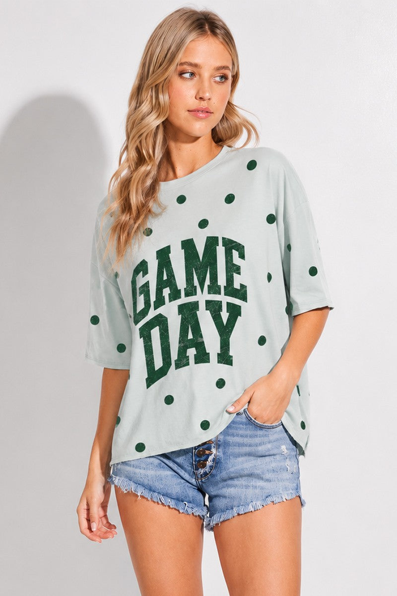 GAMEDAY PRINT SIDE SLIT TOP - SAGE