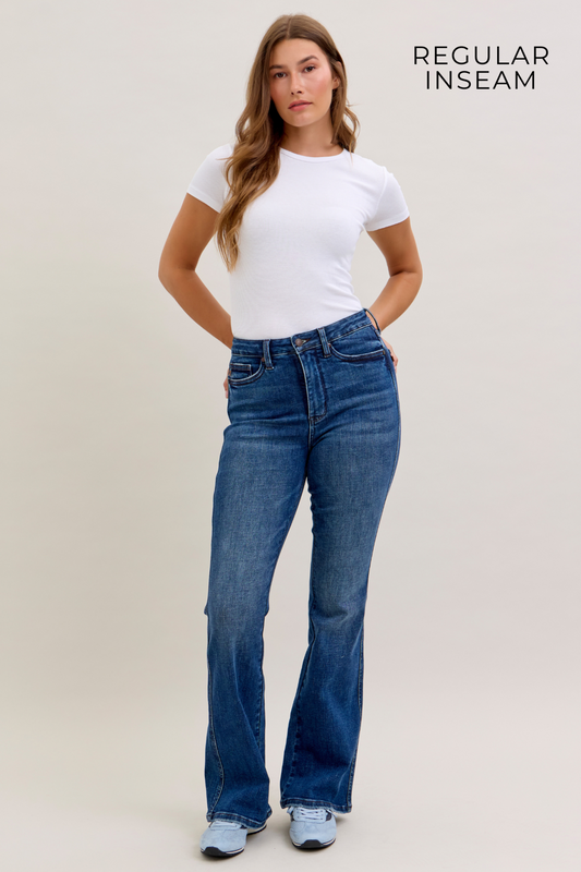 JUDY BLUE HIGH WAIST TUMMY CONTROL REGULAR BOOTCUT - DARK STONE