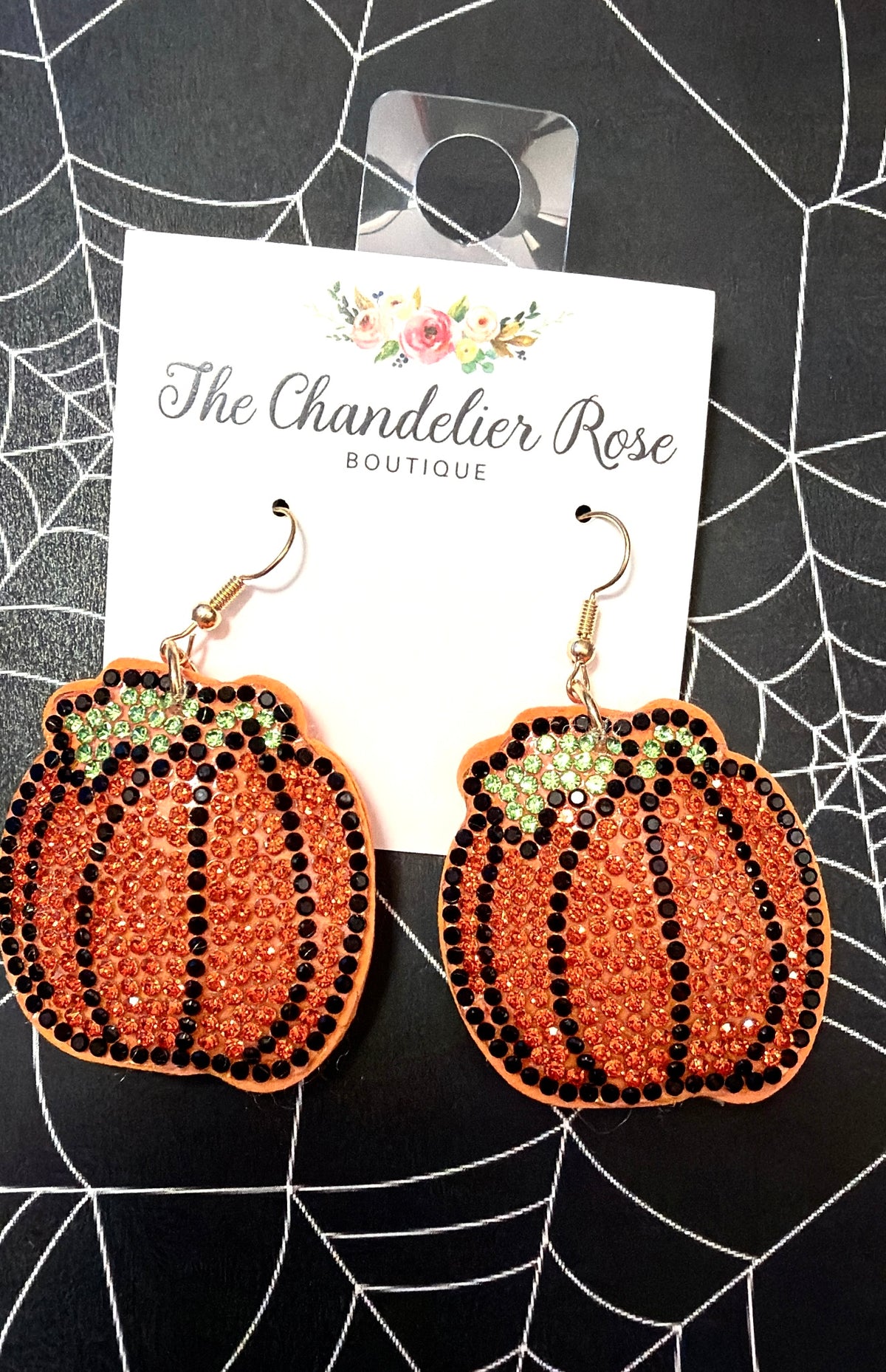 Rhinestone Pumpkin Earrings