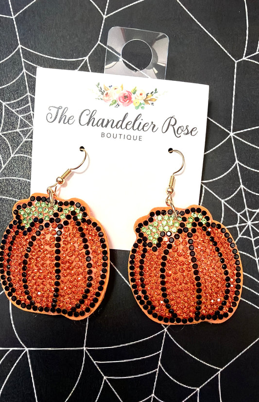 Rhinestone Pumpkin Earrings