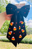 CANDY CORN JEWELED BOW BARRETTE HAIR CLIP