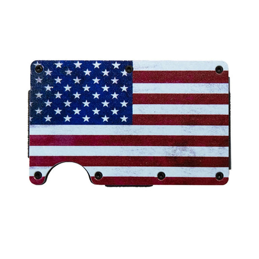 3D MENS UTILITY WALLET MONEY CLIP AMERICAN FLAG MULTICOLOR
