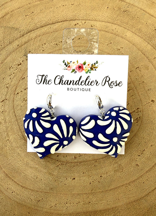 Blue Heart Earrings