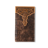 ARIAT RODEO WALLET CROC FLORAL EMBOSSED - BROWN
