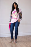 SANTA CLAUSE PINK SEQUIN LONG SLEEVE TOP