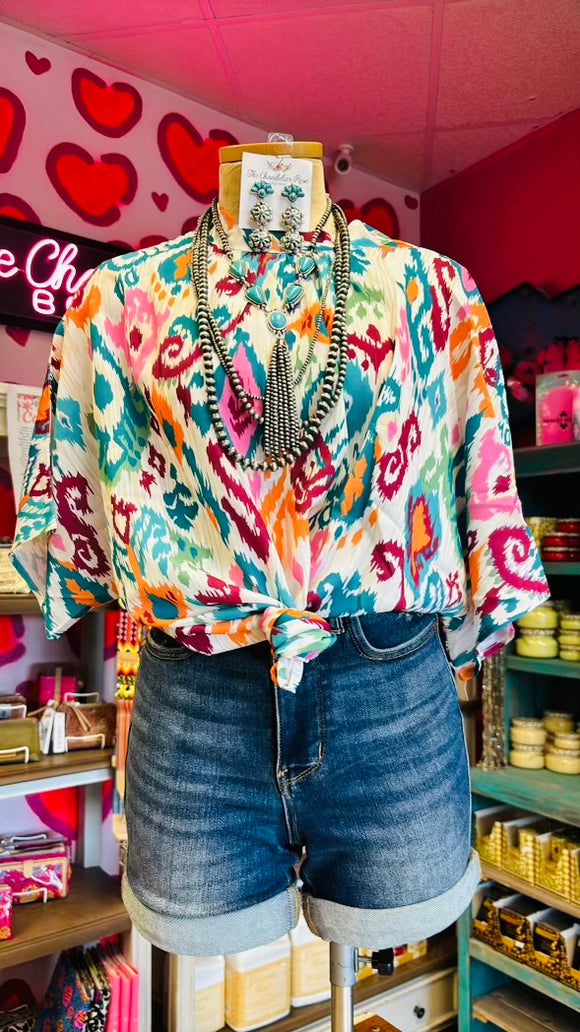 MULTI PRINT COLORFUL BLOUSE