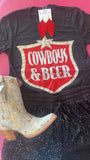 COWBOYS & BEER TEE - CHARBLACK