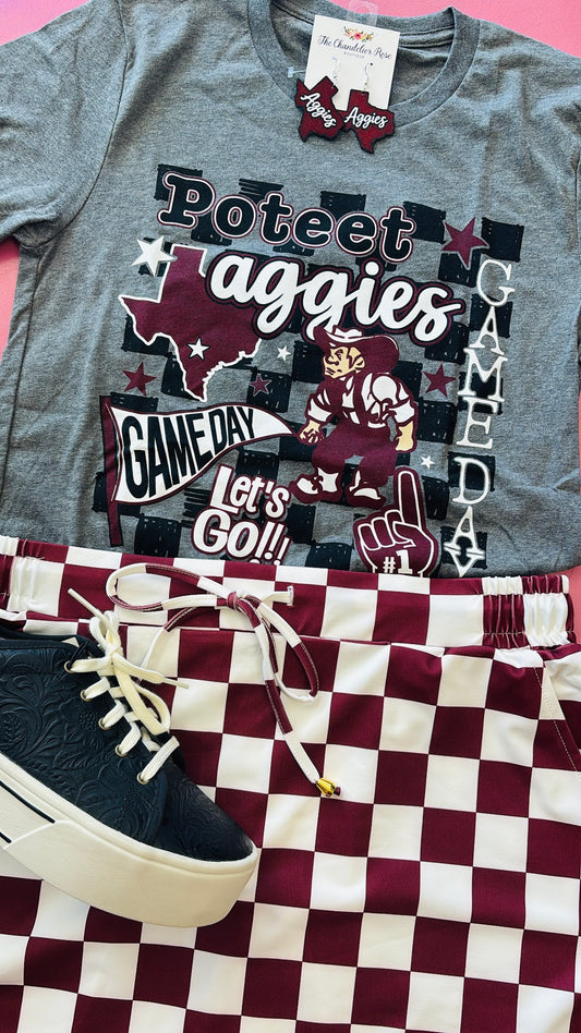 POTEET AGGIES GAME DAY TEE - DEEP HEATHER