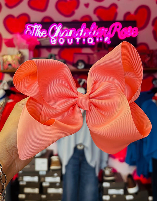 PEACH 8 INCH HAIR BOWS