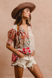 WOVEN PRINT MIX AND MATCH TOP - ROSE MIX