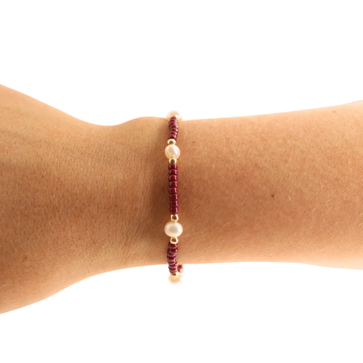 Beaded Blondes Maroon Pearl 6.75" Bracelet