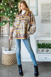 VINTAGE AZTEC PATTERN THICK KNIT FRINGE SHACKET