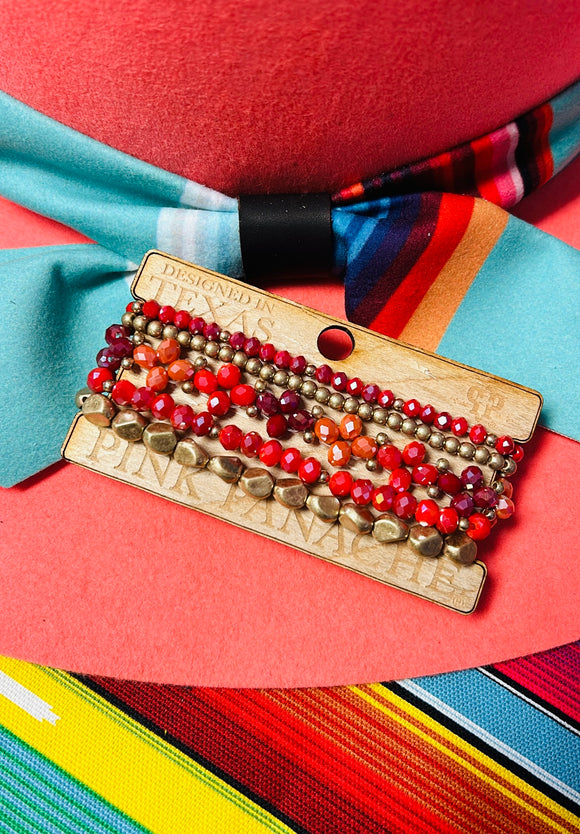 PINK PANACHE Red, Orange, and Gold Bracelet