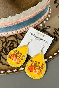 FALL PUMPKINS PEAR SHAPE EARRINGS - YELLOW