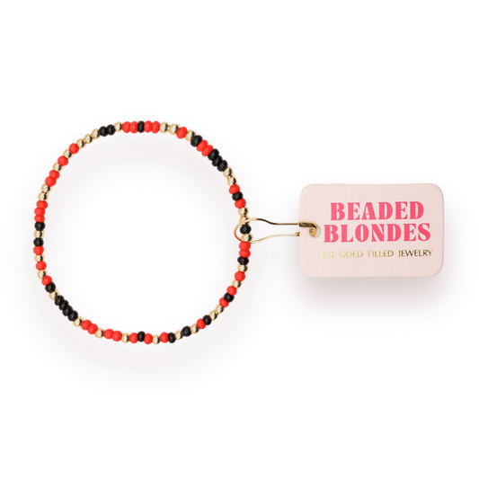 Beaded Blondes Red & Black Game Day Sprinkle 6.75" Bracelet