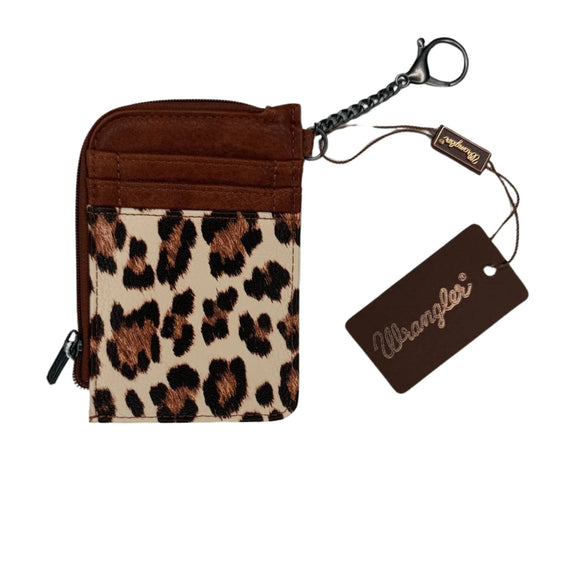 Wrangler Leopard Print Mini Zip Card Holder - Brown & Leopard