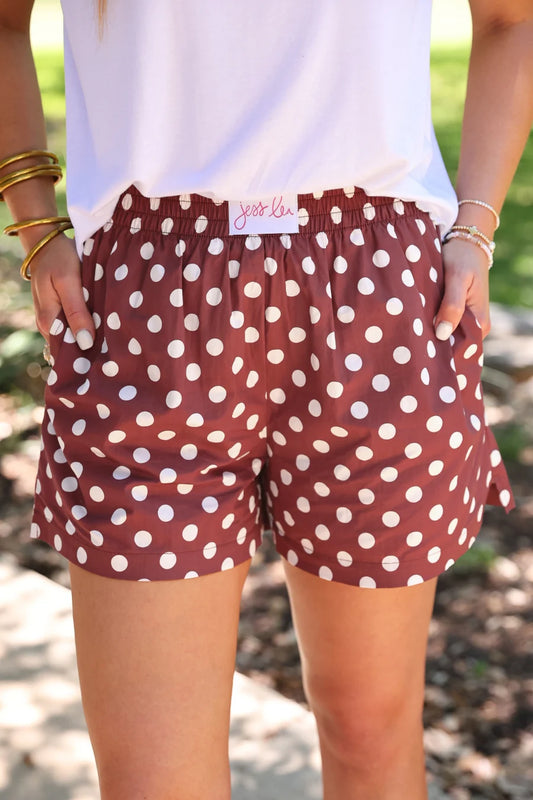 EASY WIN POLKA DOT BOXER SHORTS - MAROON