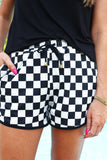 LET'S GO CHECKERED SHORTS - BLACK