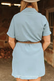DENIM BLUE BUTTON DOWN SHORT SLEEVE CONCHO BUTTON DOWN DRESS