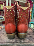 CIRCLE G WOMEN'S RED EMBROIDERY & STUDS ANKLE WESTERN BOOT L6161