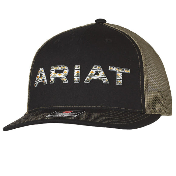 ARIAT MENS EMBROIDERED LOGO CAP - BLACK AND GREEN