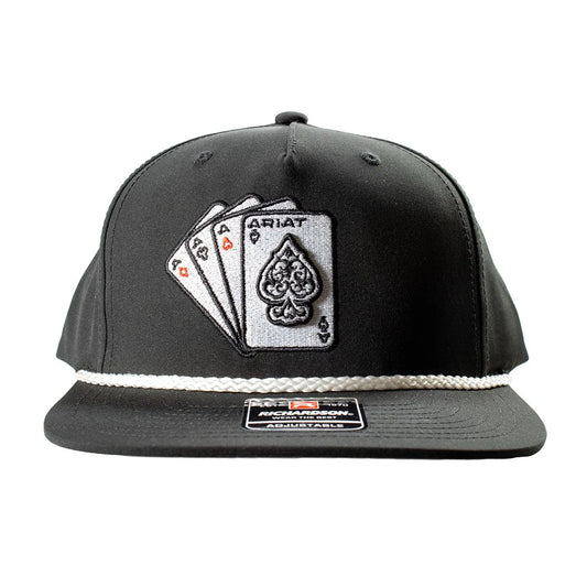 ARIAT MENS CAP R112 ACES 3D EMBROIDERED BLACK