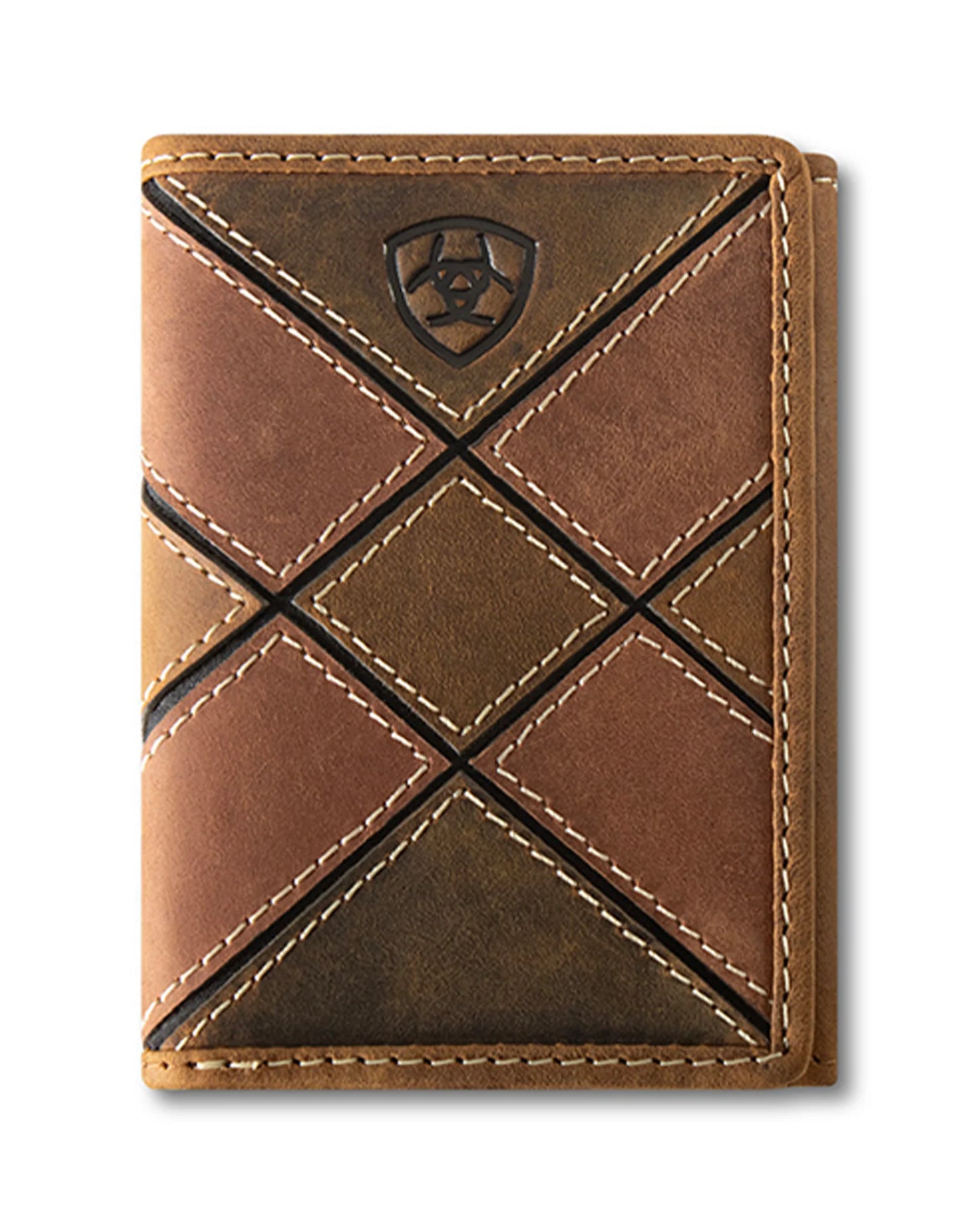 ARIAT MENS TRIFOLD STYLE WALLET PATCHWORK EMBOSSED MULTICOLOR