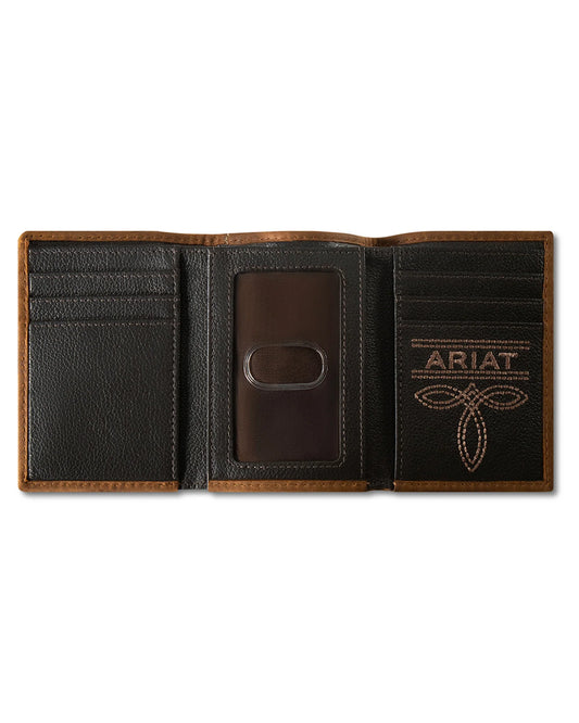 ARIAT MENS TRIFOLD STYLE WALLET PATCHWORK EMBOSSED MULTICOLOR