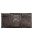 ARIAT MENS TRIFOLD STYLE WALLET EMBOSSED OVAL CONCHO TAN