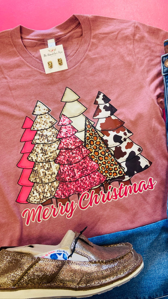 OH CHRISTMAS TREE TEE - BRICK