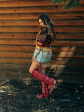 CORRAL WOMEN'S RED EMBROIDERY TALL TOP WESTERN BOOTS - A4465