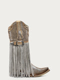 CORRAL WOMEN'S  SILVER-GOLD FINISH WITH CRYSTAL FRINGE WESTERN BOOT - A4514