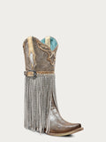 CORRAL WOMEN'S  SILVER-GOLD FINISH WITH CRYSTAL FRINGE WESTERN BOOT - A4514