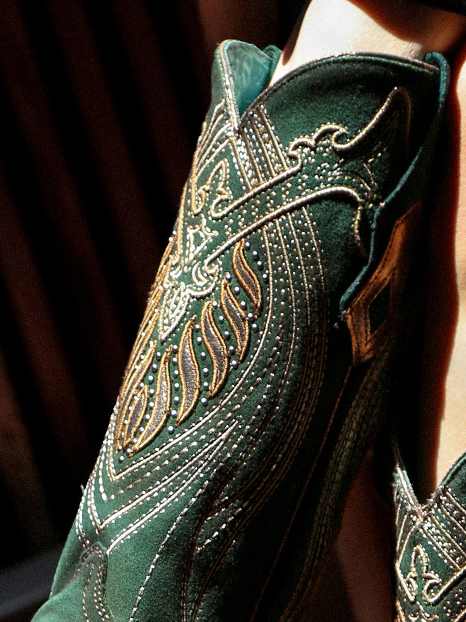 CORRAL WOMEN'S GREEN OVERLAY & EMBROIDERY STUDS WESTERN BOOT - A4714
