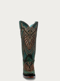 CORRAL WOMEN'S GREEN OVERLAY & EMBROIDERY STUDS WESTERN BOOT - A4714