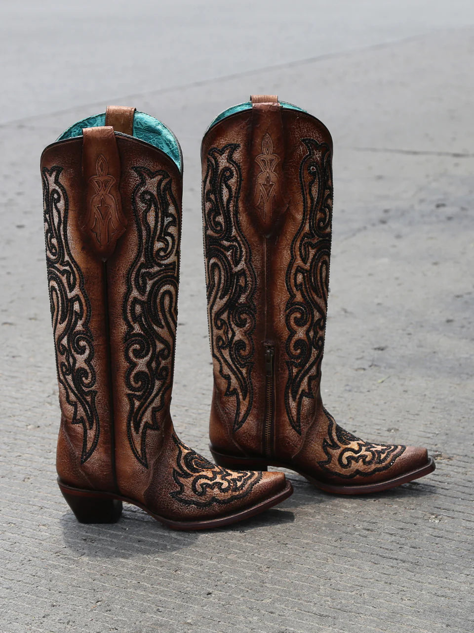 CORRAL WOMEN'S TOBACO CRACKLED & EMBROIDERED WESTERN BOOT - A4773
