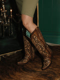 CORRAL WOMEN'S TOBACO CRACKLED & EMBROIDERED WESTERN BOOT - A4773