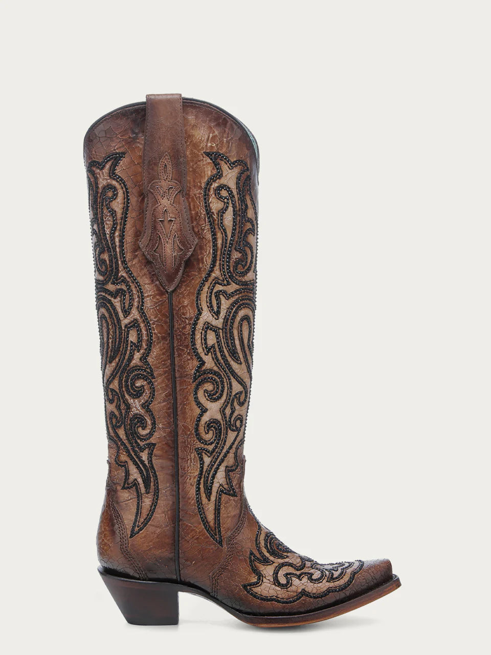 CORRAL WOMEN'S TOBACO CRACKLED & EMBROIDERED WESTERN BOOT - A4773