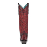 CORRAL WOMEN'S RED SUEDE OVERLAY & CRYSTAL TALL WESTERN BOOT - A4869